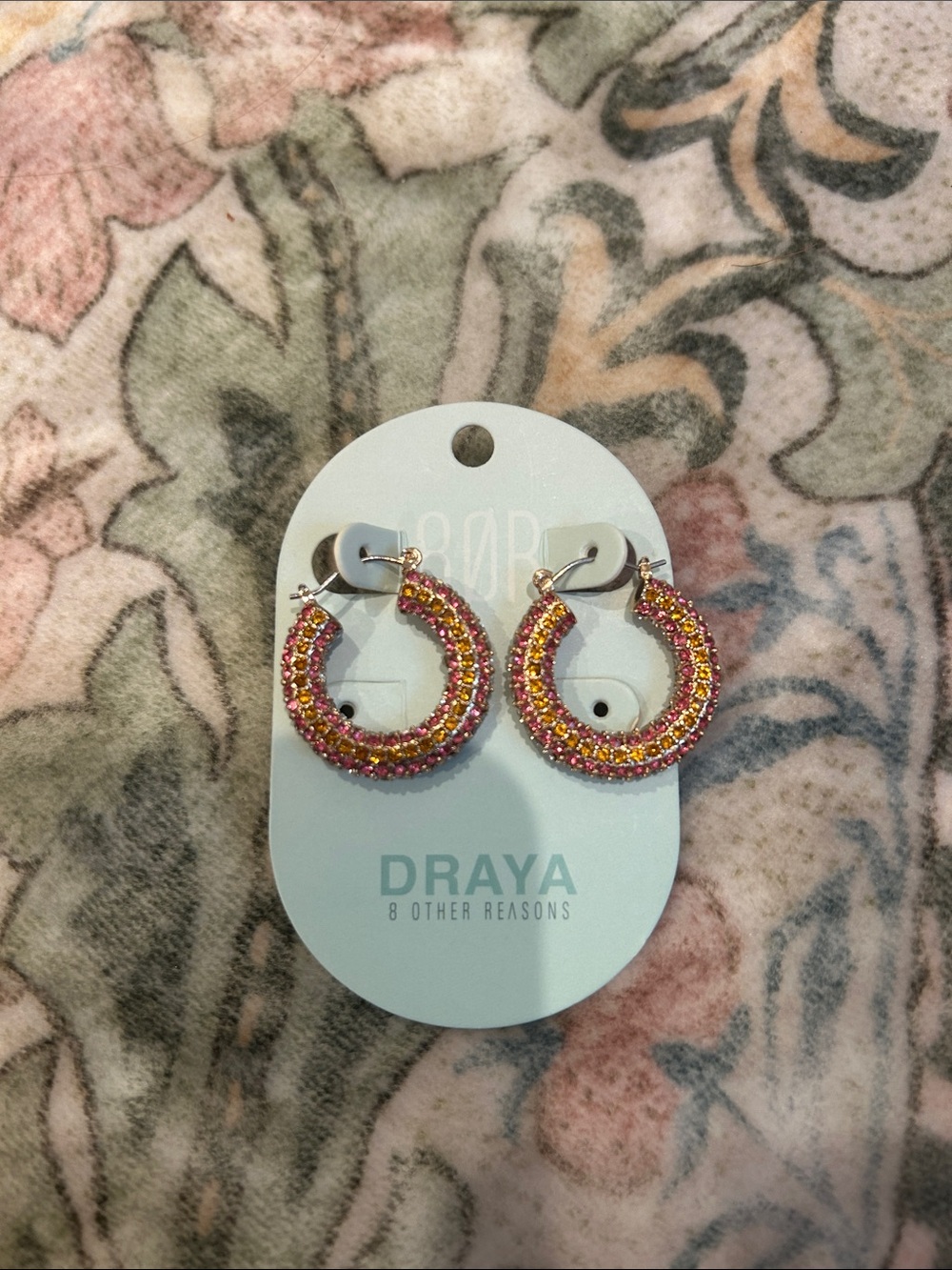 NEW 8 Other Reasons Draya Pink and Gold Beaded Hoop Earrings